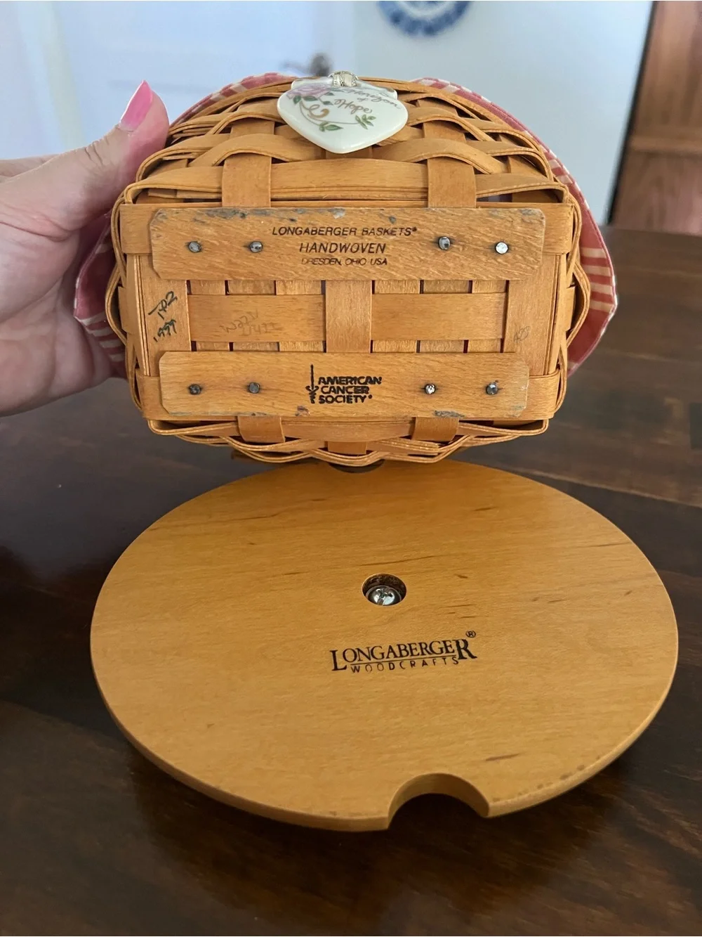 Longaberger Horizon of Hope Basket with Lid, 1999